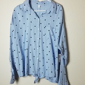 NWT Old Navy Tie Front Button Up Shirt Sz XXL